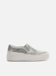 Tênis Slip On Prata Arezzo Snake Sola Alta Básico