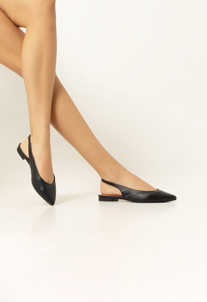 Sapatilha Preta Anacapri Slingback Bico Fino