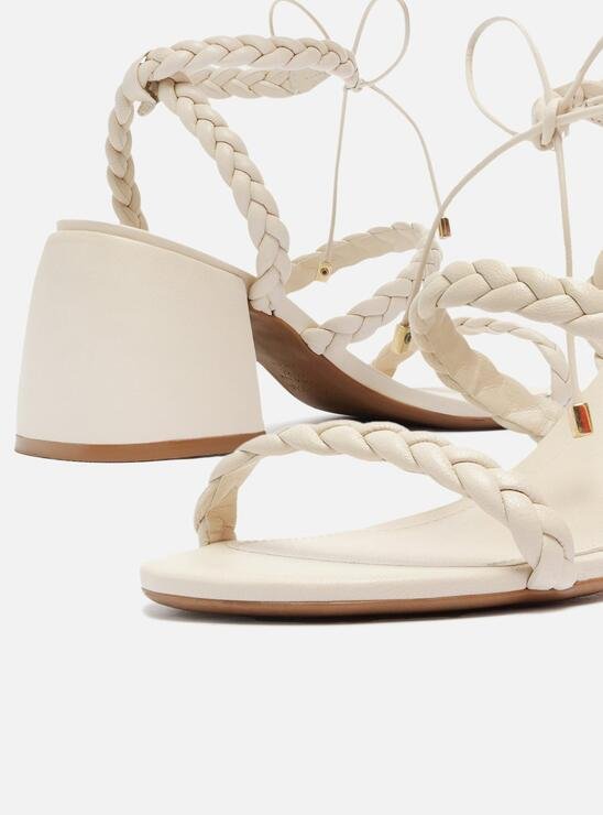 SANDÁLIA OFF-WHITE AREZZO SALTO MÉDIO BLOCO TRANÇADA