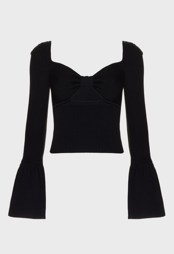 Blusa Manga Longa Tricô Heloa Preta