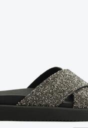 Papete Preta Anacapri Tiras Cruzadas Glitter