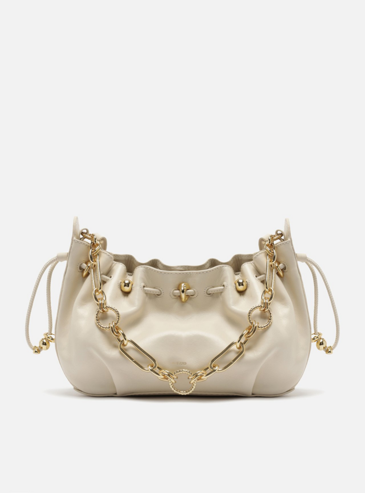 Bolsa Shoulder Branca Couro Grande Corrente | ZZ MALL