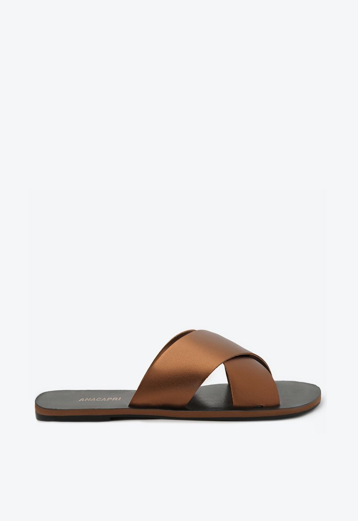 Rasteira Bronze Tiras Cruzadas