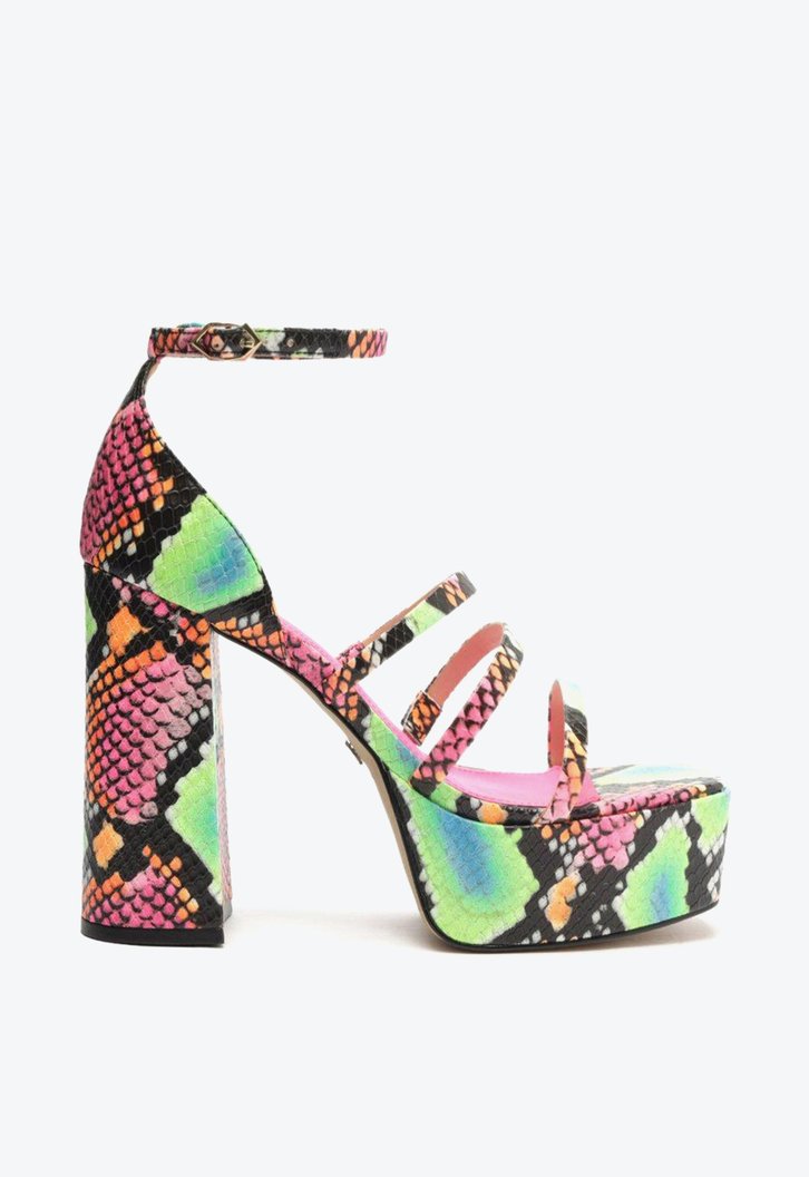 Sandália Meia Pata Colorida Arezzo Snake Tiras
