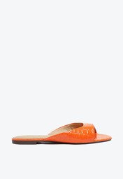 Rasteira Laranja Anacapri Croco Aberta