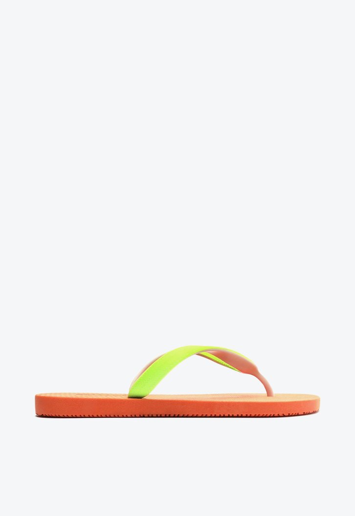 Chinelo De Dedo Verde E Laranja Brizza