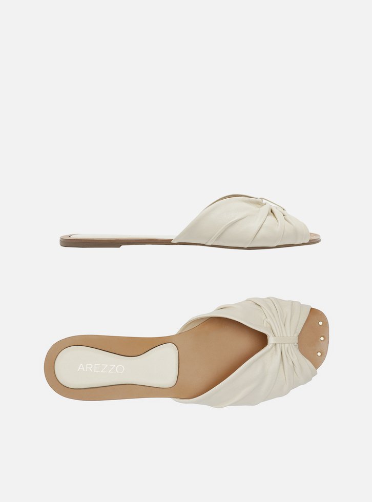 RASTEIRA OFF-WHITE AREZZO COURO FLAT DRAPEADA
