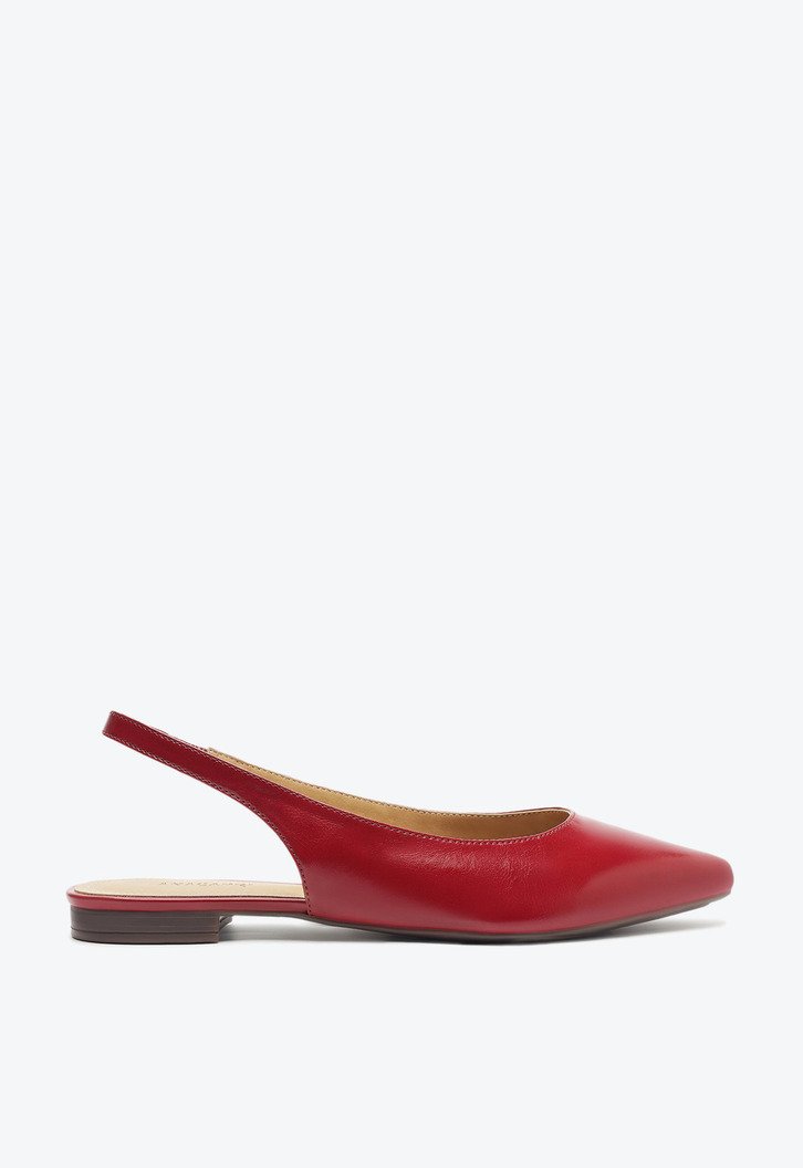 Sapatilha Slingback Bico Fino Vermelho