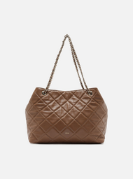 Bolsa Tote Marrom Couro Matelassê Média