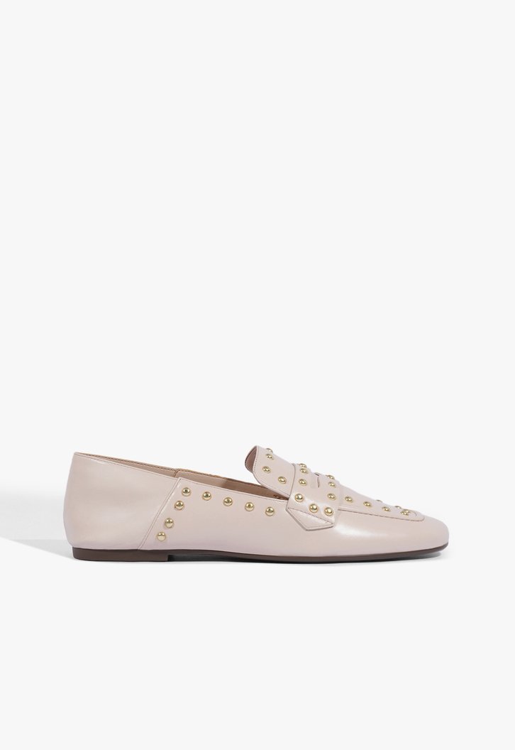 SAPATO MOCASSIM BRANCO SCHUTZ BAIXO COURO TACHAS