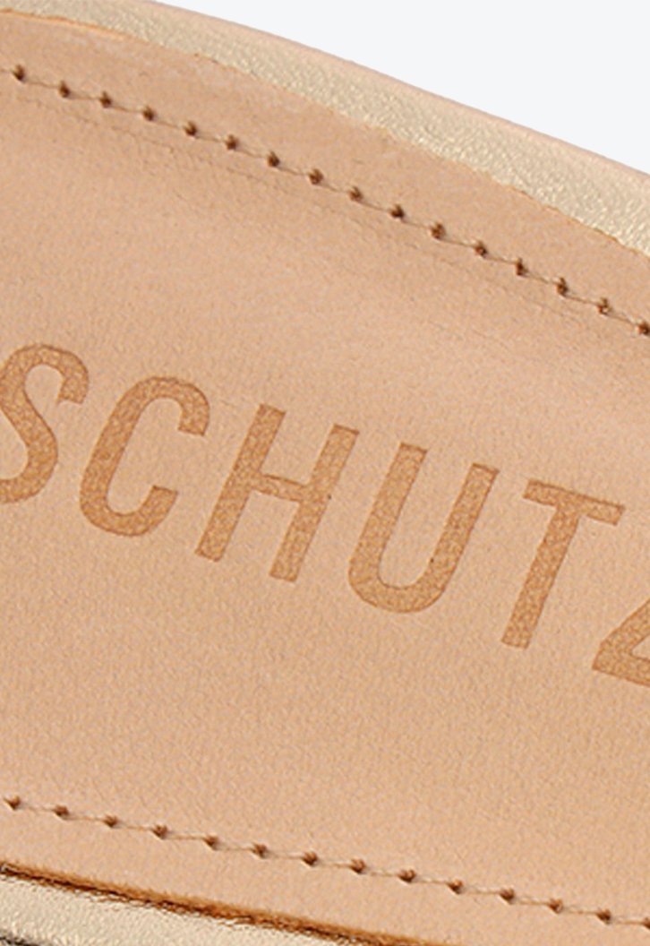 Sandália Rasteira Dourada Schutz Pedrarias Vinil