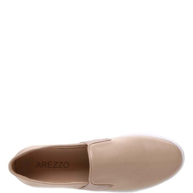 Tênis Arezzo Slip On Couro Nappa Light Cream