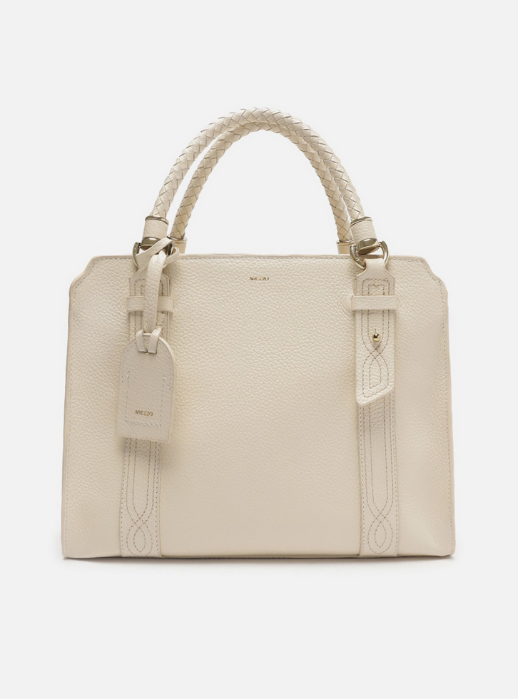 Bolsa Tote Off-white Arezzo Couro Piazza Bordado Grande