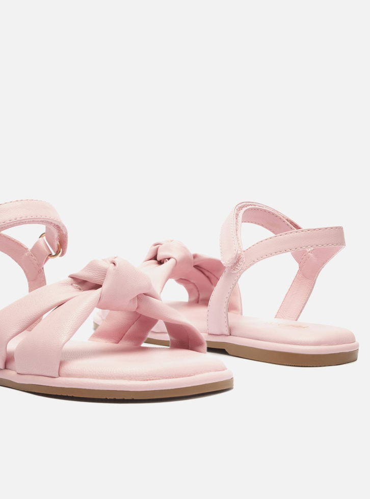 Sandália Rasteira Infantil Rosa Tiras Velcro