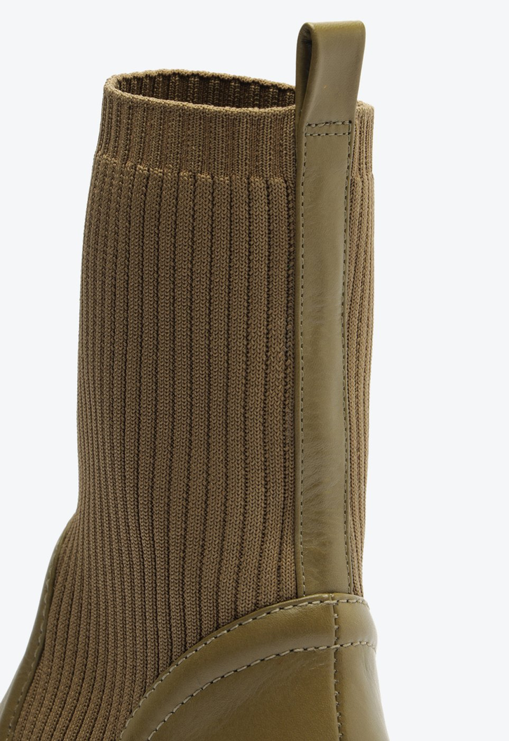 Bota Knit e Couro Verde