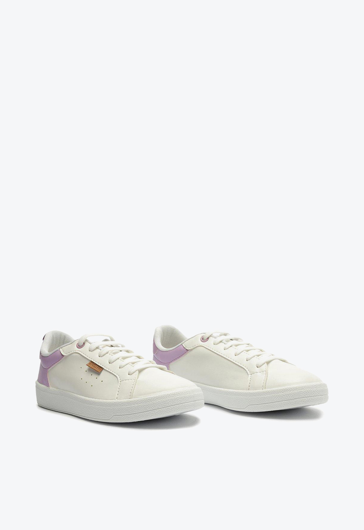 Tênis Casual Branco Anacapri Detalhe Lilás