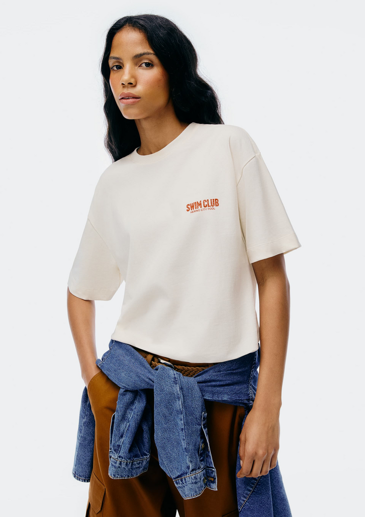 Blusa Off White Hering Oversized Estampada Super Cotton
