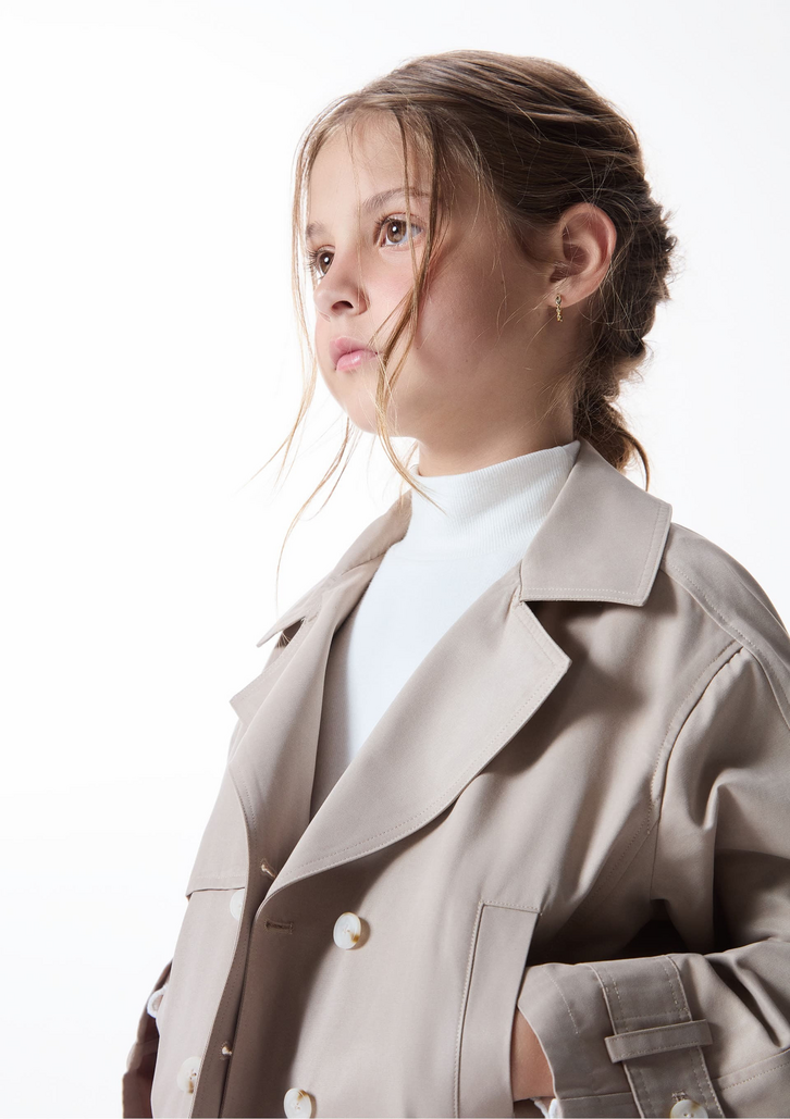 Jaqueta Infantil Bege Hering Menina Cropped Em Nylon