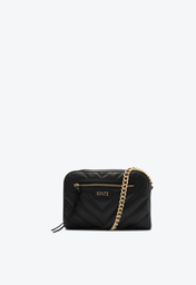 Bolsa Tiracolo Preta Schutz Pequena Mirella Chevron Couro
