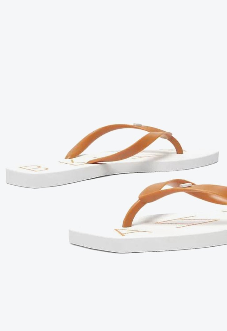 Chinelo De Dedo Branco Brizza Tira Vermelha
