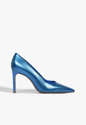 Sapato Scarpin Salto Alto Nobuck Azul