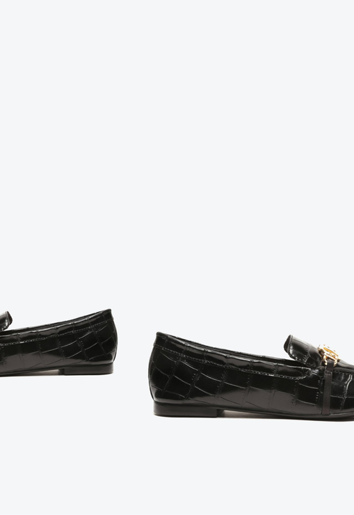 Mocassim Croco Enfeite Preto