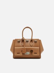 Bolsa Tote Marrom Arezzo Couro Média Bolso Recortes