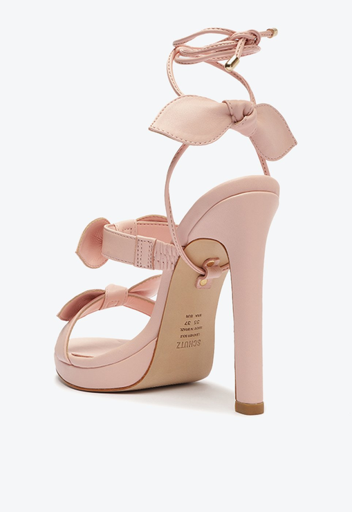 Sandália Meia Pata Alia Laço Couro Rosa