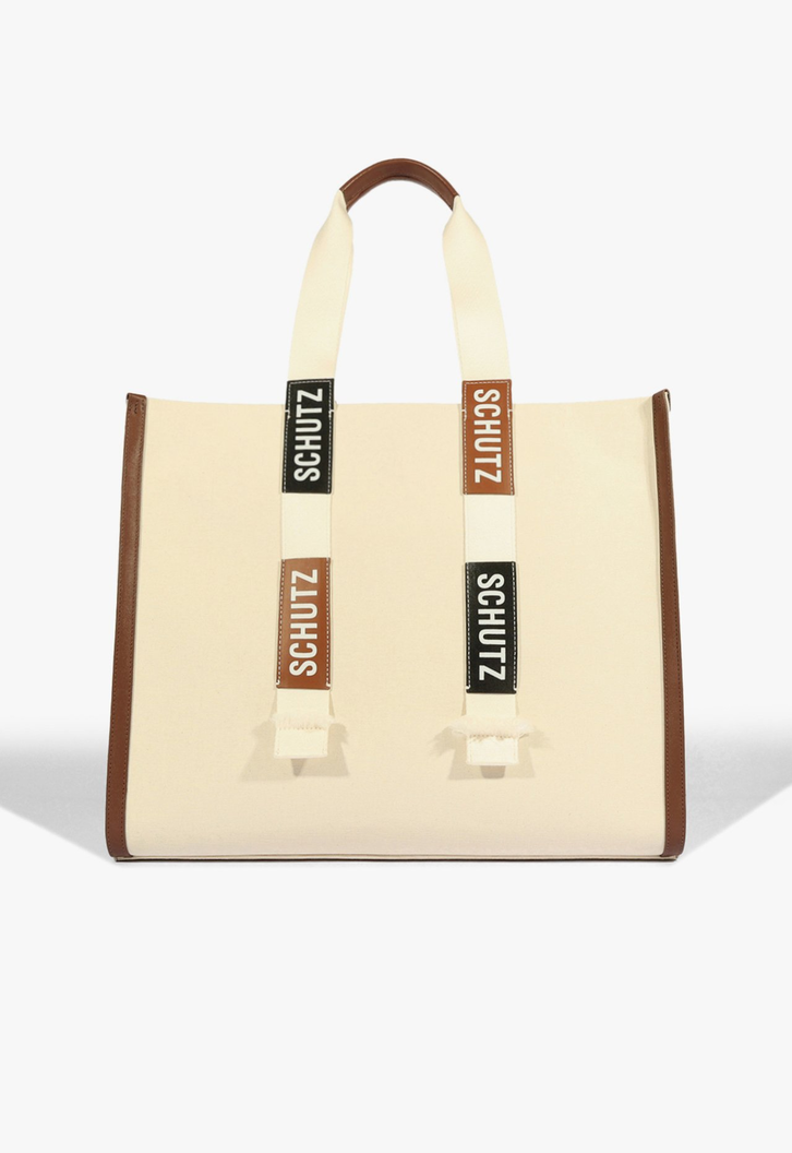 Bolsa Shopping Grande Livia Summer Bege e Marrom | ZZ MALL