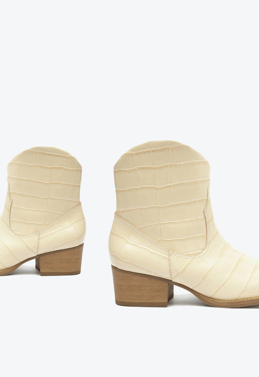 Bota S-Souli Couro Croco Branca