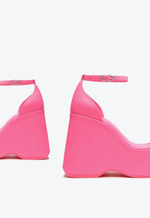 Sandália Plataforma Mazda Couro Rosa Pink