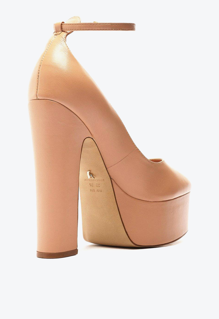 Scarpin Meia Pata Bloco Nude Arezzo Couro