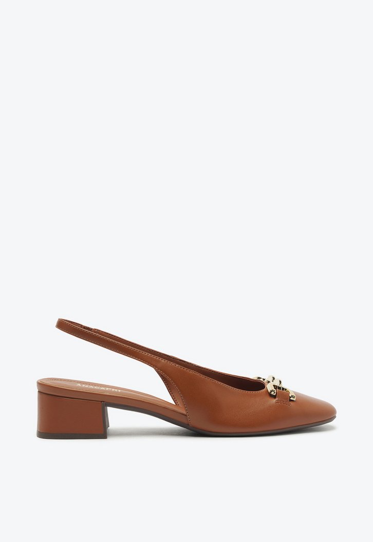 Sapatilha Slingback Bico Quadrado Bridão Marrom
