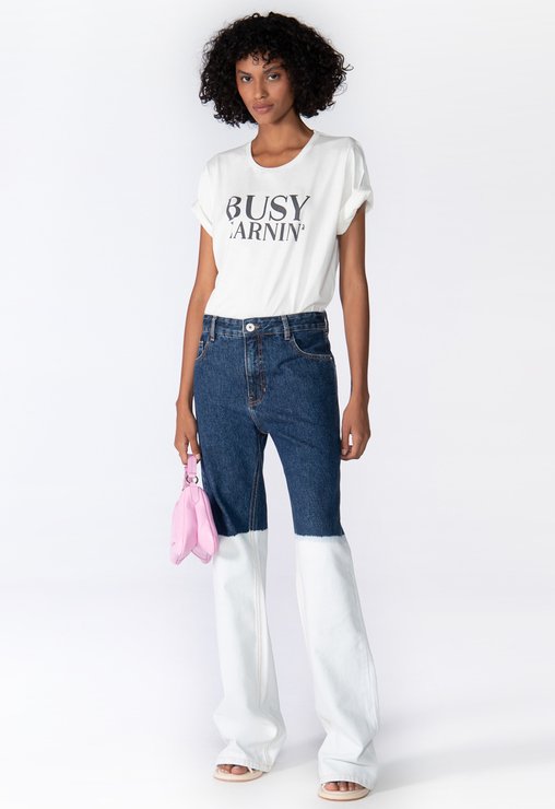 CALÇA JEANS AZUL SCHUTZ WIDE LEG DOUBLE WASH MARINA