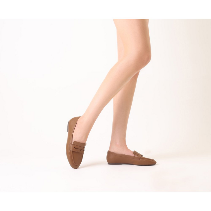 Mocassim Madri Bico Quadrado Marrom