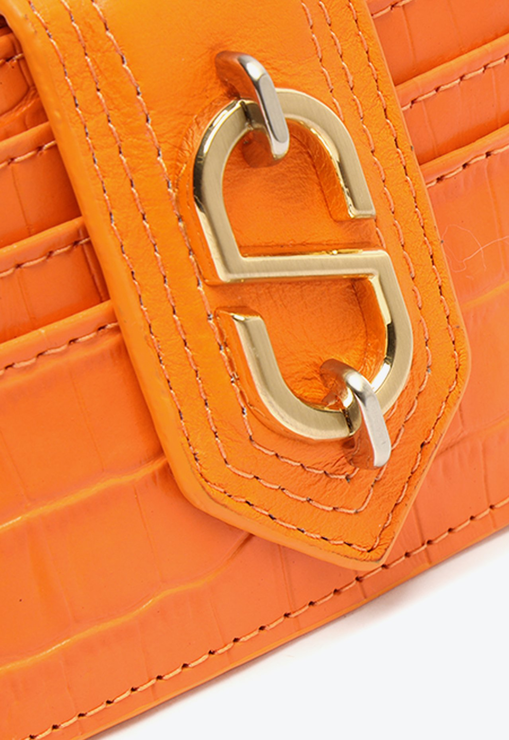 Porta Cartões Pietra Couro Croco Laranja