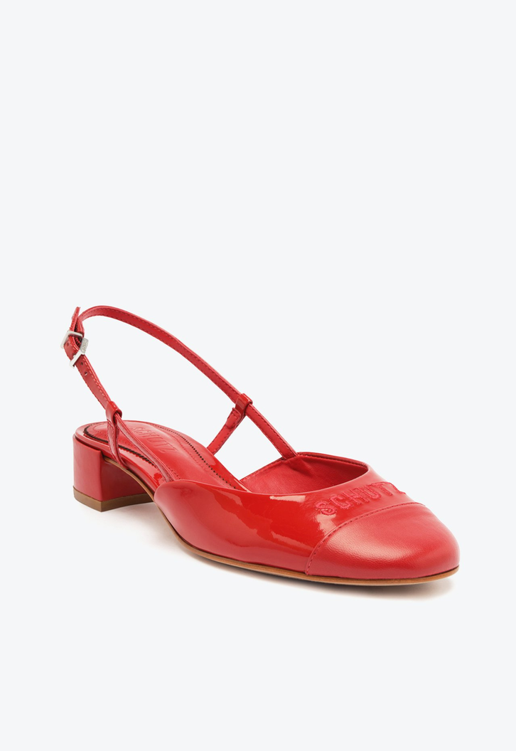 SAPATO BONECA SALTO BAIXO LOGOMANIA COURO VERMELHA