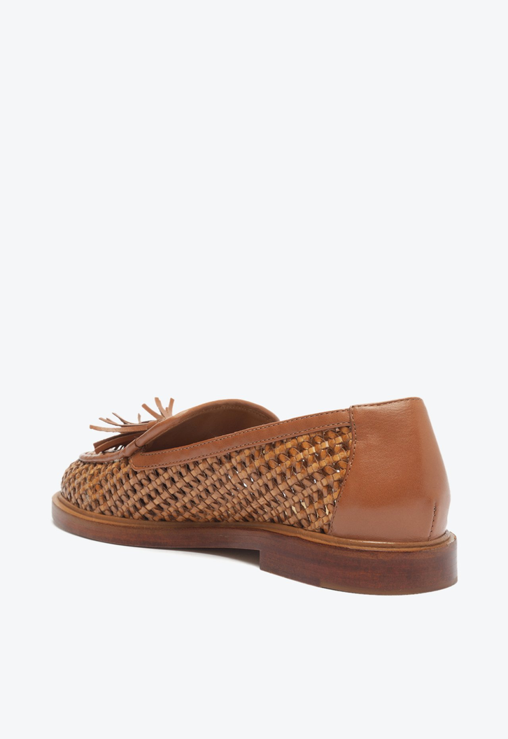 Mocassim Couro Tramado Marrom