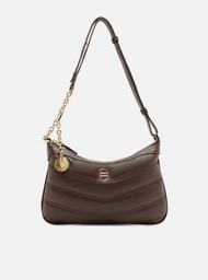 Bolsa Tiracolo Marrom Arezzo Couro Média Costuras