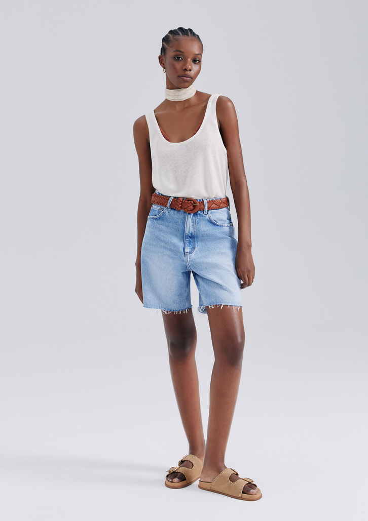 Bermuda Jeans Azul Hering Barra A Fio