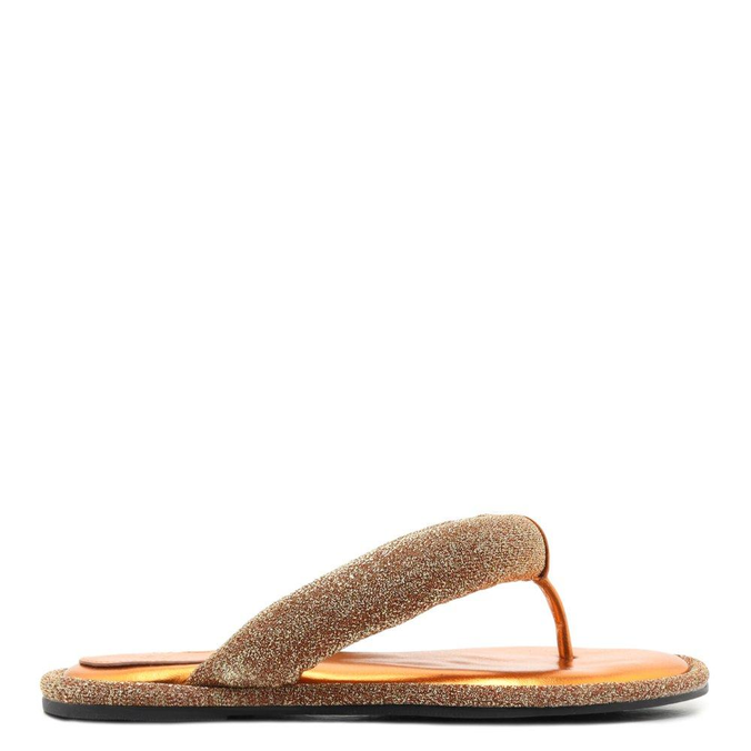 Homewear Schutz Flat Flip Flop Emi Disco Ouro Zz Mall