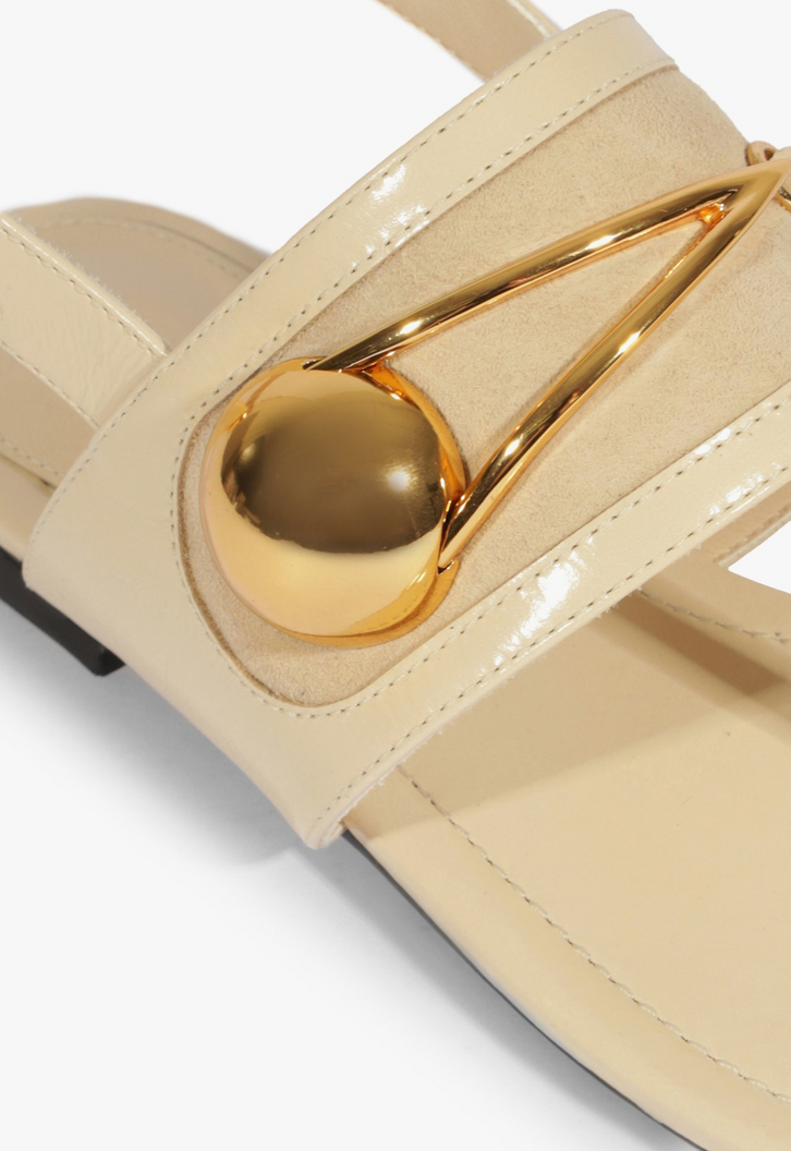 Sandália Rasteira Ornella Couro Branca