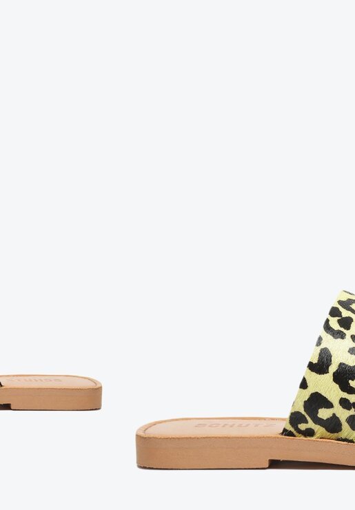 SANDÁLIA RASTEIRA ANIMAL PRINT SCHUTZ SLIDE COURO BICOLOR