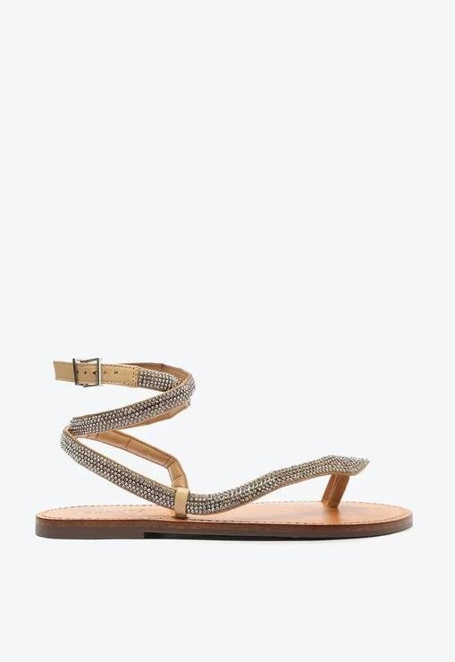 Sand lia Rasteira Bege Schutz De Tiras Pedraria ZZ MALL