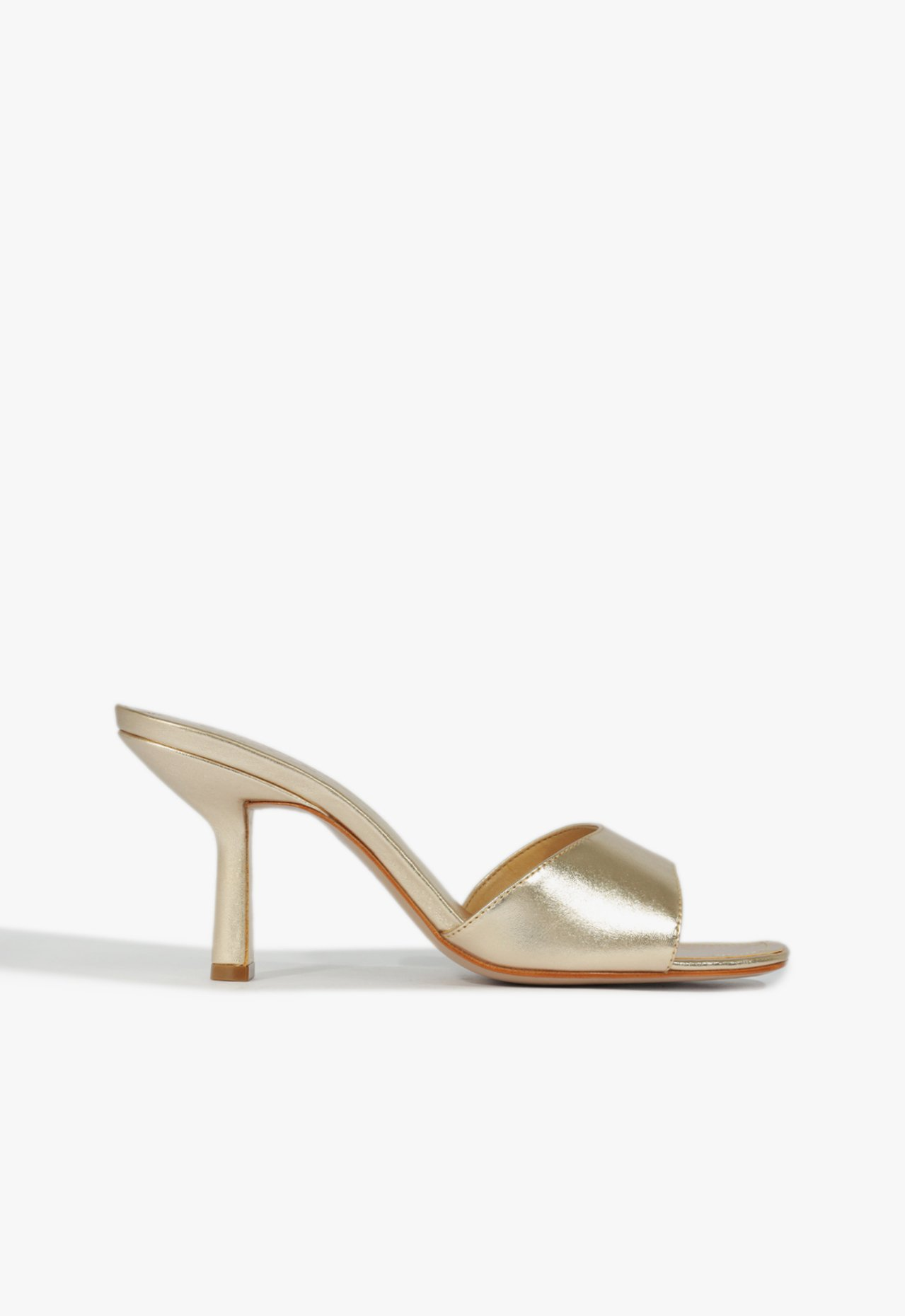 Sandália Mule Dourada Schutz Salto Fino | ZZ MALL