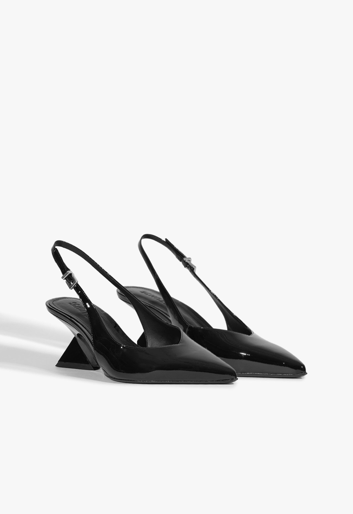 Slingback Verniz Preto