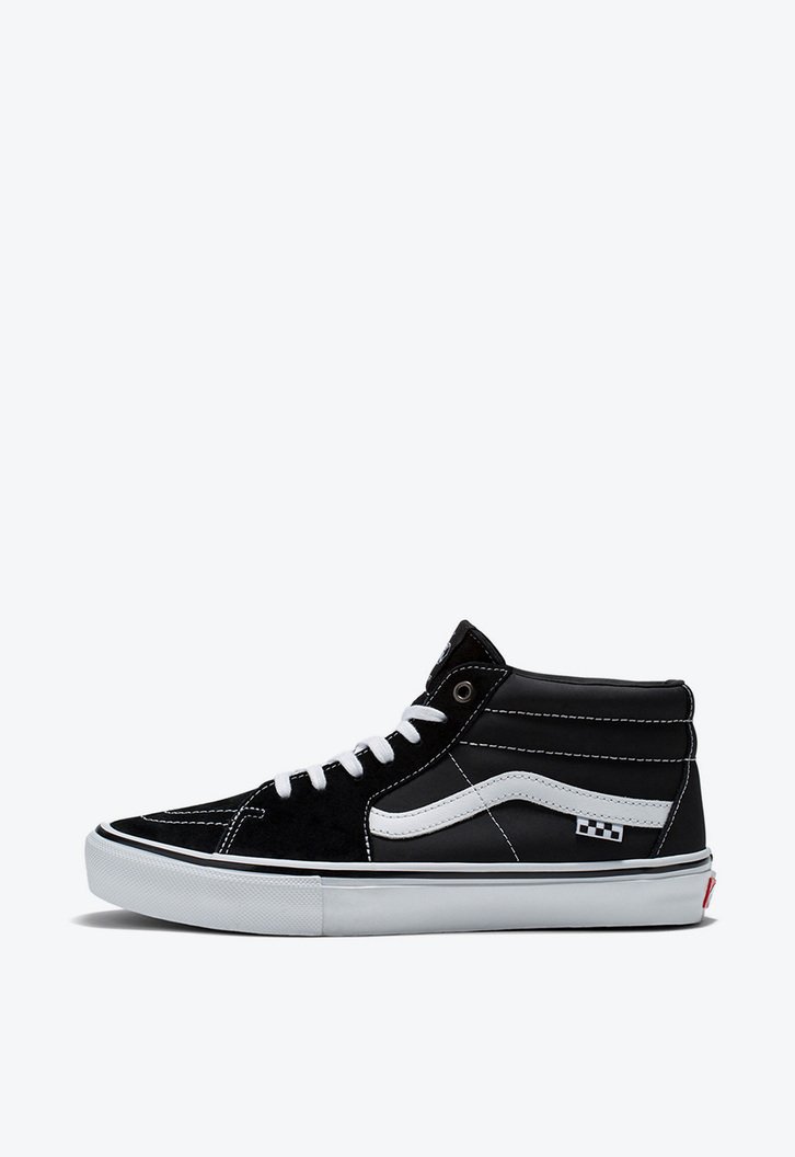 Tênis Skate Grosso Mid Black White Emo Leather