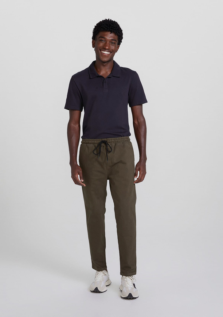 Calça Verde Militar Em Sarja Masculina Jogger