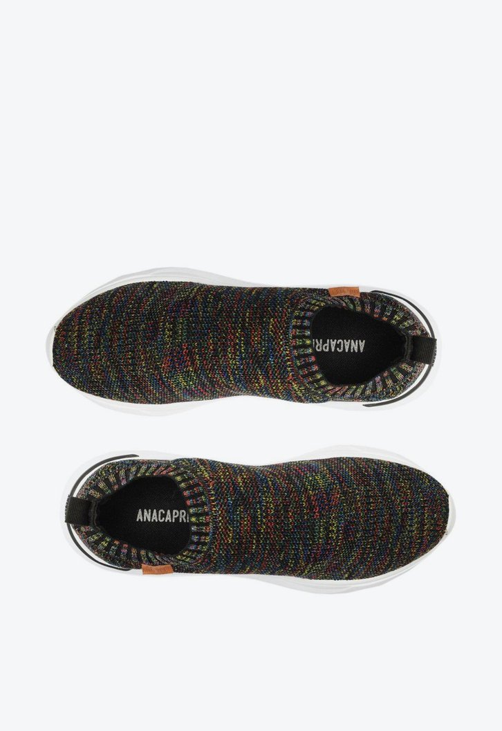 Tênis Slip On Preto Anacapri Knit Detalhe Colorido