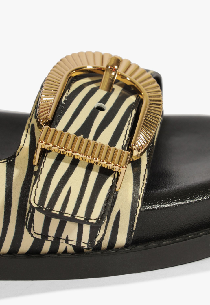 Sandália Papete Slide Camurça Zebra